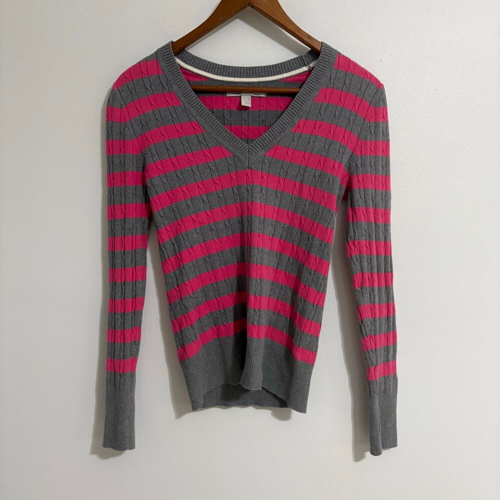Y2K Old Navy Pink Grey Striped Women's Small Long Sleeve Bella Swan Core Fairy